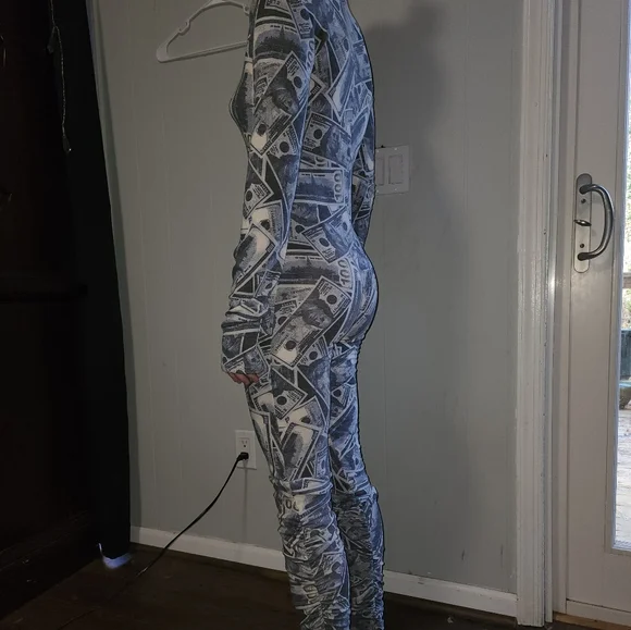 NWT Dolls Kill $100 Bill's Yall ! Sexy Make It Rain Jumpsuit . - Picture 6 of 9